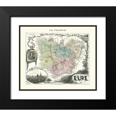 Eure Region France - Migeon 1869 Black Modern Wood Framed Art Print with Double Matting by Migeon