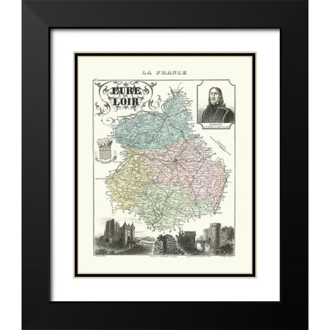 Eure et Loir Region France - Migeon 1869 Black Modern Wood Framed Art Print with Double Matting by Migeon