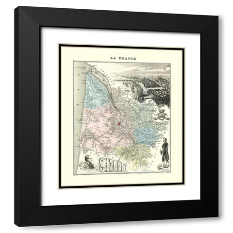 Gironide Region France - Migeon 1869 Black Modern Wood Framed Art Print with Double Matting by Migeon