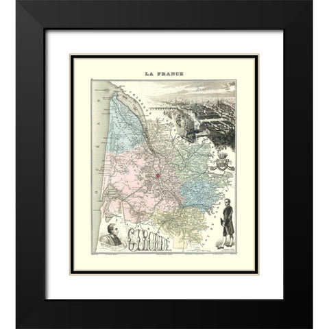 Gironide Region France - Migeon 1869 Black Modern Wood Framed Art Print with Double Matting by Migeon
