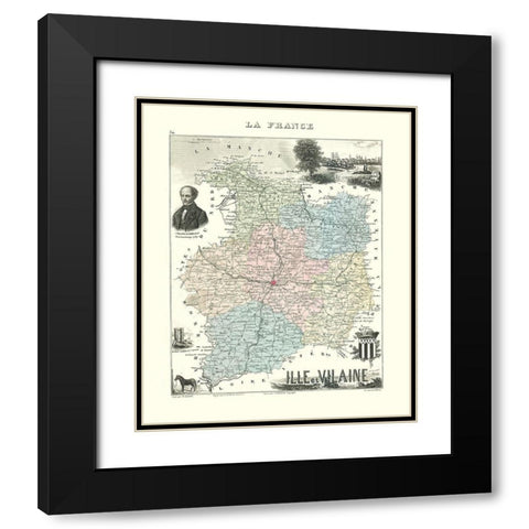 Ille et Vilaine Region France - Migeon 1869 Black Modern Wood Framed Art Print with Double Matting by Migeon