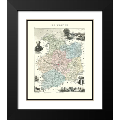 Ille et Vilaine Region France - Migeon 1869 Black Modern Wood Framed Art Print with Double Matting by Migeon