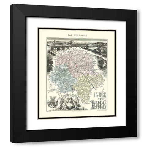 Indre et Loire Region France - Migeon 1869 Black Modern Wood Framed Art Print with Double Matting by Migeon