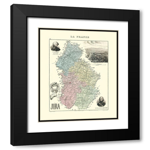 Jura Region France - Migeon 1869 Black Modern Wood Framed Art Print with Double Matting by Migeon