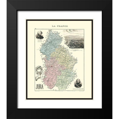 Jura Region France - Migeon 1869 Black Modern Wood Framed Art Print with Double Matting by Migeon