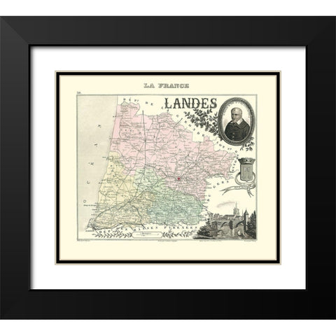 Landes Region France - Migeon 1869 Black Modern Wood Framed Art Print with Double Matting by Migeon