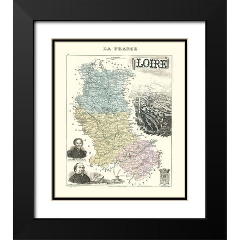 Loire Region France - Migeon 1869 Black Modern Wood Framed Art Print with Double Matting by Migeon