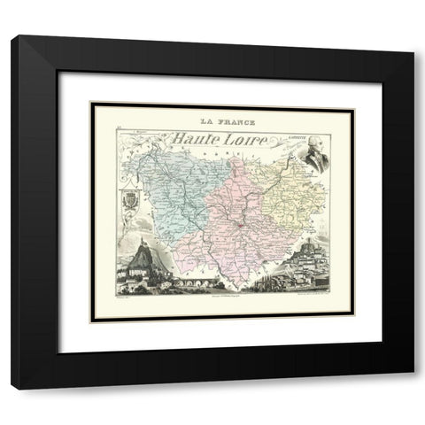 Haute Loire Region France - Migeon 1869 Black Modern Wood Framed Art Print with Double Matting by Migeon