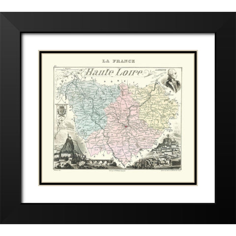 Haute Loire Region France - Migeon 1869 Black Modern Wood Framed Art Print with Double Matting by Migeon