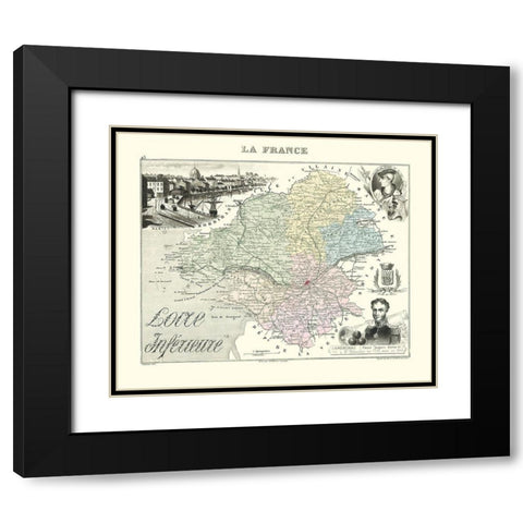 Loire Inferieure Region France - Migeon 1869 Black Modern Wood Framed Art Print with Double Matting by Migeon
