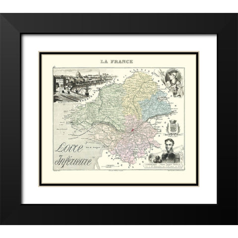 Loire Inferieure Region France - Migeon 1869 Black Modern Wood Framed Art Print with Double Matting by Migeon