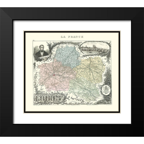 Loiret Region France - Migeon 1869 Black Modern Wood Framed Art Print with Double Matting by Migeon