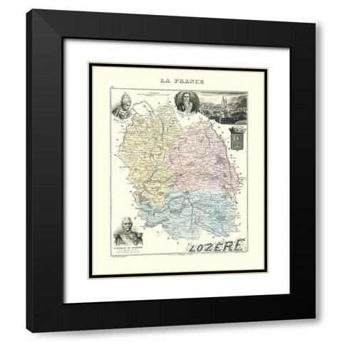 Lozere Region France - Migeon 1869 Black Modern Wood Framed Art Print with Double Matting by Migeon