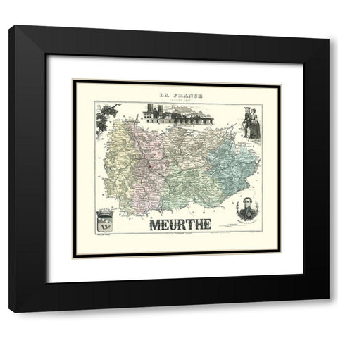Meurthe Region France - Migeon 1870 Black Modern Wood Framed Art Print with Double Matting by Migeon