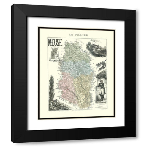 Meuse Region France - Migeon 1869 Black Modern Wood Framed Art Print with Double Matting by Migeon