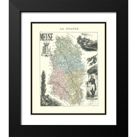 Meuse Region France - Migeon 1869 Black Modern Wood Framed Art Print with Double Matting by Migeon