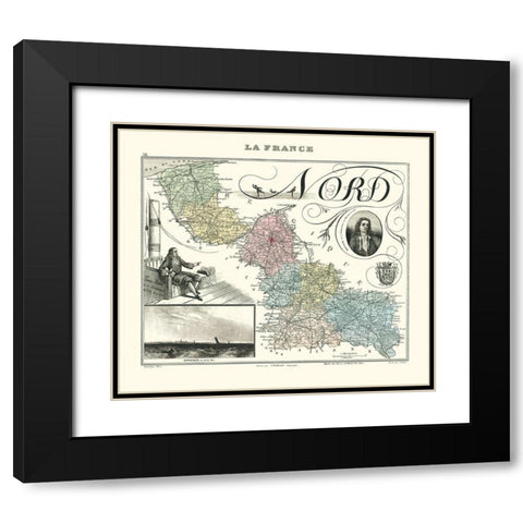 Nord Region France - Migeon 1869 Black Modern Wood Framed Art Print with Double Matting by Migeon