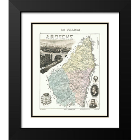 Ardeche Region France - Migeon 1869 Black Modern Wood Framed Art Print with Double Matting by Migeon