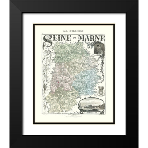 Seine et Marne Department France - Migeon 1869 Black Modern Wood Framed Art Print with Double Matting by Migeon