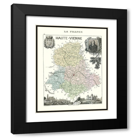 Haute Vienne France - Migeon 1869 Black Modern Wood Framed Art Print with Double Matting by Migeon