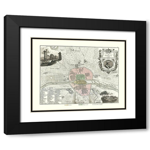 Paris France 1180 - Migeon 1869 Black Modern Wood Framed Art Print with Double Matting by Migeon