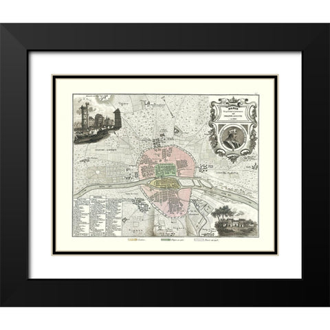 Paris France 1180 - Migeon 1869 Black Modern Wood Framed Art Print with Double Matting by Migeon