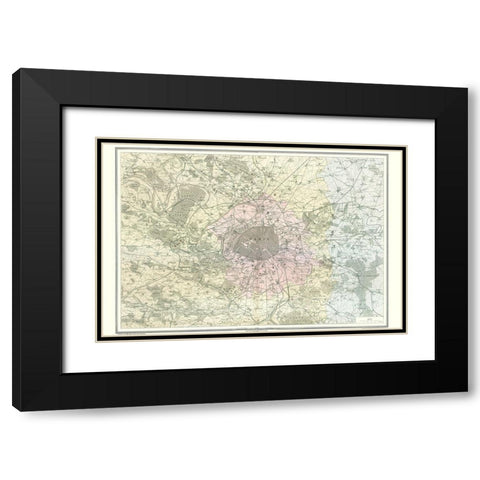 Paris France Region - Migeon 1869 Black Modern Wood Framed Art Print with Double Matting by Migeon