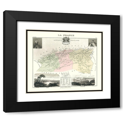 Mediterranean Algeria - Migeon 1869 Black Modern Wood Framed Art Print with Double Matting by Migeon