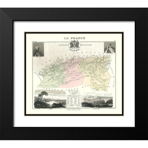 Mediterranean Algeria - Migeon 1869 Black Modern Wood Framed Art Print with Double Matting by Migeon