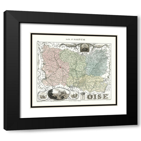 Seine et Oise Department France - Migeon 1869 Black Modern Wood Framed Art Print with Double Matting by Migeon