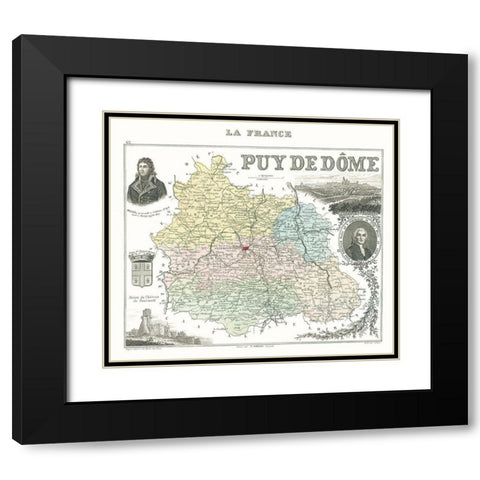 Puy de Dome Department France - Migeon 1869 Black Modern Wood Framed Art Print with Double Matting by Migeon
