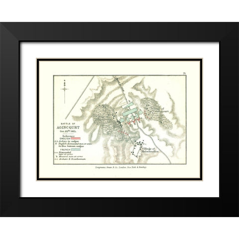 Battle of Agincourt in 1415 France - Gardiner 1902 Black Modern Wood Framed Art Print with Double Matting by Gardiner