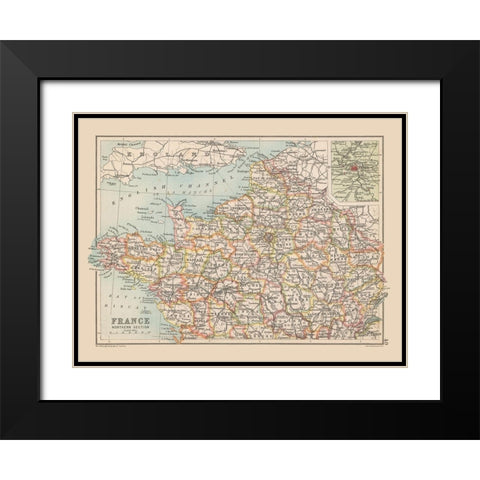 Northern France - Bartholomew 1892 Black Modern Wood Framed Art Print with Double Matting by Bartholomew