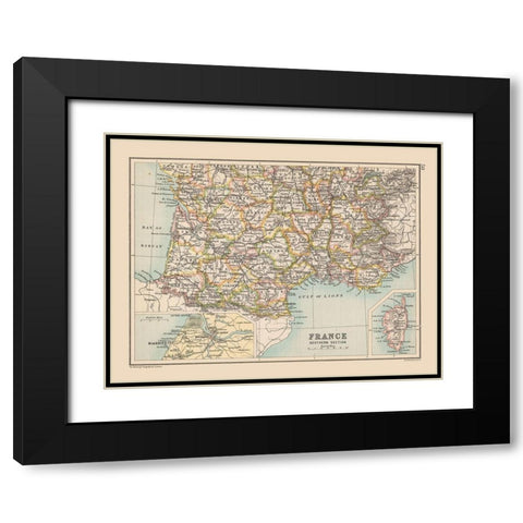 Southern France - Bartholomew 1892 Black Modern Wood Framed Art Print with Double Matting by Bartholomew