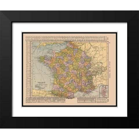 France - Hammond 1910 Black Modern Wood Framed Art Print with Double Matting by Hammond