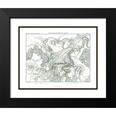 Battle of Friedland, Field Plan - Thiers 1866 Black Modern Wood Framed Art Print with Double Matting by Unknown