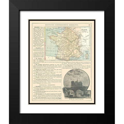 France - Monteith 1882 Black Modern Wood Framed Art Print with Double Matting by Monteith