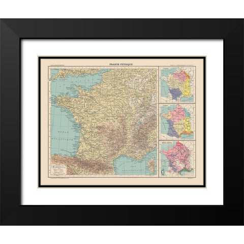 Physical France - Schrader 1908 Black Modern Wood Framed Art Print with Double Matting by Schrader