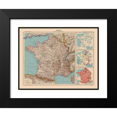 Political France - Schrader 1908 Black Modern Wood Framed Art Print with Double Matting by Schrader