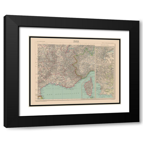 South East France - Schrader 1908 Black Modern Wood Framed Art Print with Double Matting by Schrader