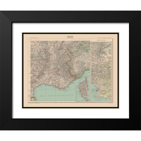 South East France - Schrader 1908 Black Modern Wood Framed Art Print with Double Matting by Schrader