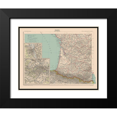 South West France - Schrader 1908 Black Modern Wood Framed Art Print with Double Matting by Schrader