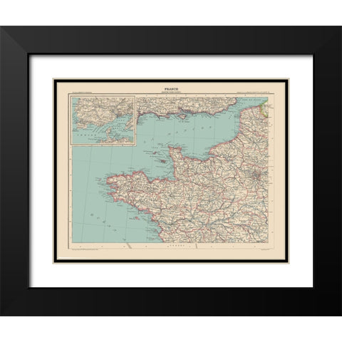 North West France - Schrader 1908 Black Modern Wood Framed Art Print with Double Matting by Schrader