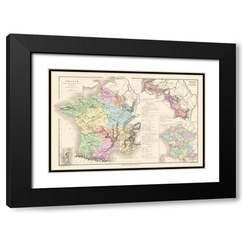 France - Drioux 1882 Black Modern Wood Framed Art Print with Double Matting by Drioux