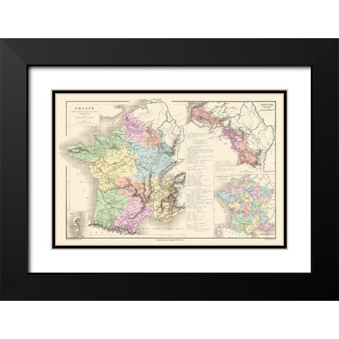 France - Drioux 1882 Black Modern Wood Framed Art Print with Double Matting by Drioux