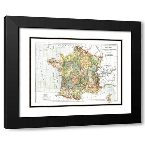 Ancient Provinces of France - Cortambert 1880 Black Modern Wood Framed Art Print with Double Matting by Cortambert