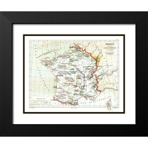 Domestic Animals France - Cortambert 1880 Black Modern Wood Framed Art Print with Double Matting by Cortambert