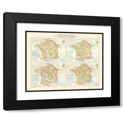 Industries France - Cortambert 1880 Black Modern Wood Framed Art Print with Double Matting by Cortambert