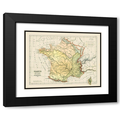 Physical France - Cortambert 1880 Black Modern Wood Framed Art Print with Double Matting by Cortambert