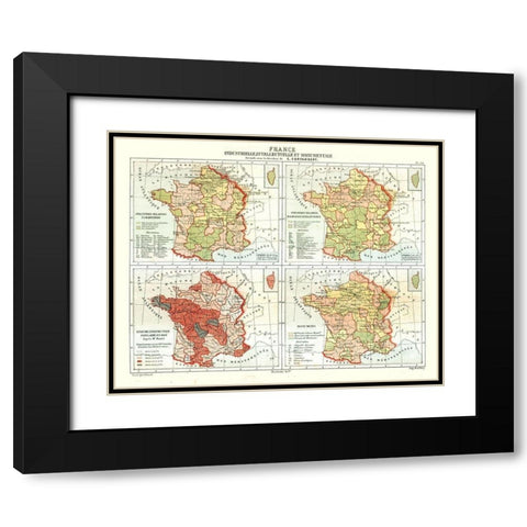 Industries Monuments France - Cortambert 1880 Black Modern Wood Framed Art Print with Double Matting by Cortambert